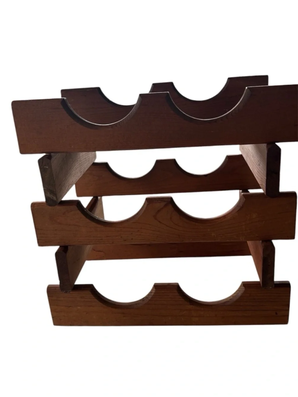 Vintage Mid Century Style Hand Made Wooden 6-Bottle Wine Rack - Brown